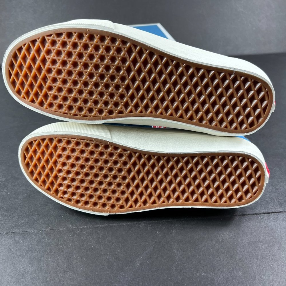 VANS Shoe Men Old Skool Vault Leather White Bonnie Blue Sneaker VN0A4BVFXG01 - Picture 8 of 14